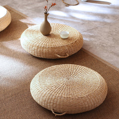 10cm Thicken Straw Cushion, Solid Round Seat Cushions Chair Pad Pillow Seat Soft Tatami Floor Cushion for Yoga Meditation Living Room Balcony Office Outdoor 40cm/50cm