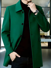 [Wanrenshan OBM] 2025 American Style New Men'S Casual Classic Versatile Solid Color Side Double Pocket Easy Design Handsome Dad Wrinkle-Resistant Non-Iron Single-Breasted Light Luxury Trench Coat