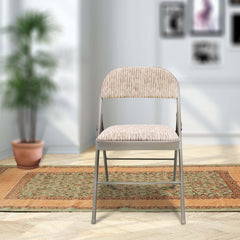 Crystals Deluxe Fabric Padded with Heavy Duty Steel Metal Frame Folding Back Rest Chair for Home Garden Office Computer Desk (1)