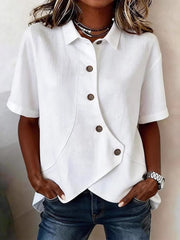 2026 Summer European and American Solid Color Irregular Shirt, Casual Versatile Style, Fashion Top