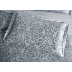 3 Piece Velvet Quilted Bedspread Set Jacquard Damask Bed Cover with Pillow Shams | Luxury Soft Polyester Bedspread for Double King Super King Beds | Modern Elegant Bedroom Bedding Set