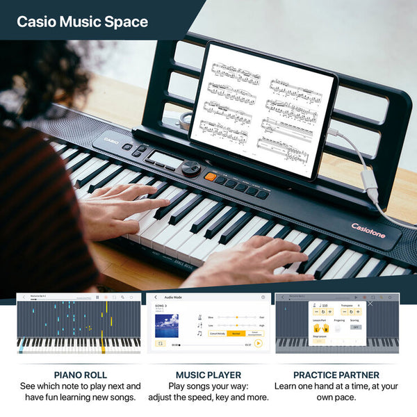 Casio CT-S195AD Portable Keyboard in Black, with Stand, Headphone & Adapter