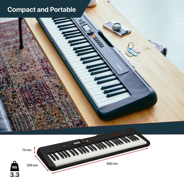 Casio CT-S195AD Portable Keyboard in Black, with Stand, Headphone & Adapter