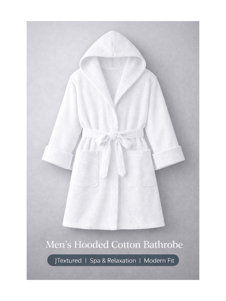 Men'S Hooded Cotton Bathrobe – Ultra Soft Terry Cloth Spa Robe with Adjustable Belt & Deep Pockets – Knee Length Luxury Home & Hotel Dressing Gown