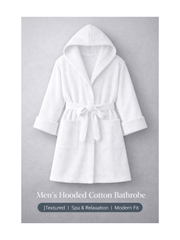 Men'S Hooded Cotton Bathrobe – Ultra Soft Terry Cloth Spa Robe with Adjustable Belt & Deep Pockets – Knee Length Luxury Home & Hotel Dressing Gown