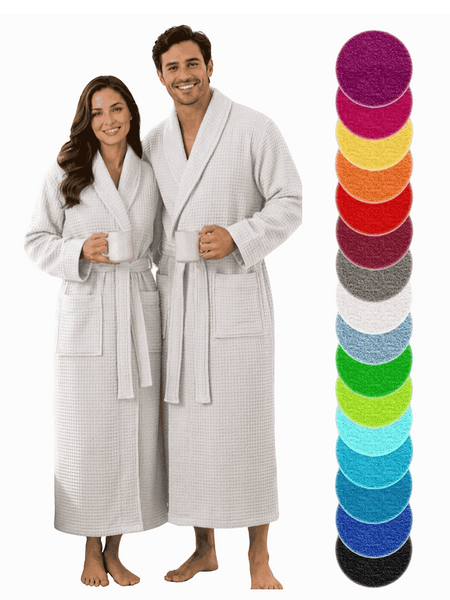 Unisex Waffle Bath Robe Luxury 100 Egyptian Cotton Soft Hotel Quality Dressing Gown Spa Shawl Lightweight Sleep Nightwear Collar Robe Size S-XL