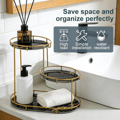 Large 3-Tier Bathroom Organizer with Metal Frame - Perfect for Cosmetics, Perfumes, Skincare & Toothbrushes - Durable Cast Iron, Washable UV Panel