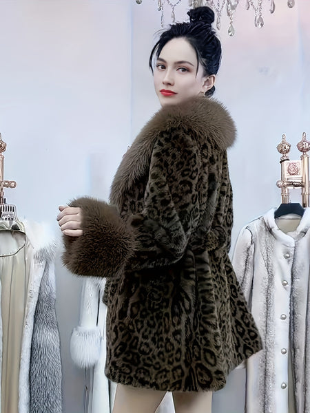 Fashion Imitation Coat Furcollar Lace-up Mid-length Belt Coat Women's Autumn and Winter Design Warm Top