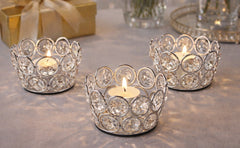 10 Pack Iron Crystal Candle Holders, Bowl-Shaped Decorative Tealight Holders for Table, Wedding, Party & Home Décor