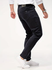 Solid Color Jeans Men'S Slim Fit Straight Leg Easy Versatile Casual Wear Long Pants Men'S Fashion