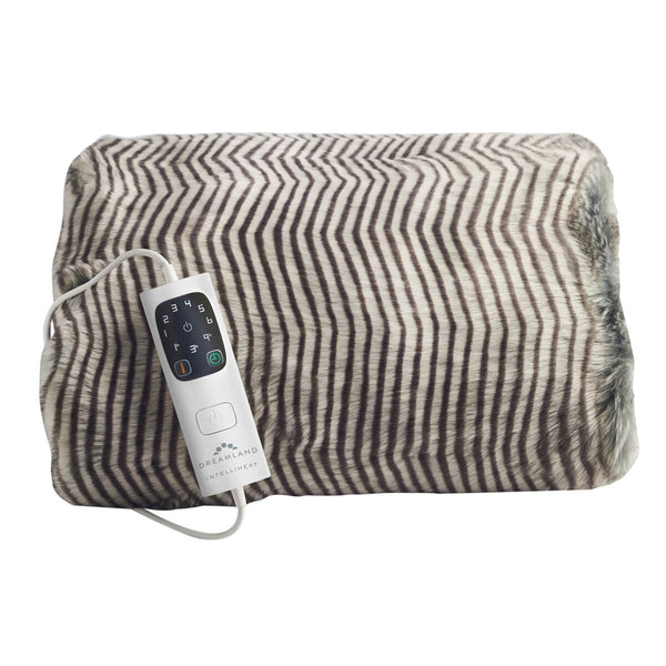 Dreamland Relaxwell Deluxe Faux Fur Heated Throw, Silver Zebra