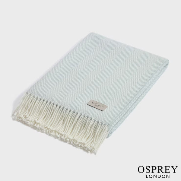 Osprey London Grey Herringbone Fringed Throw, 140 X 190 Cm