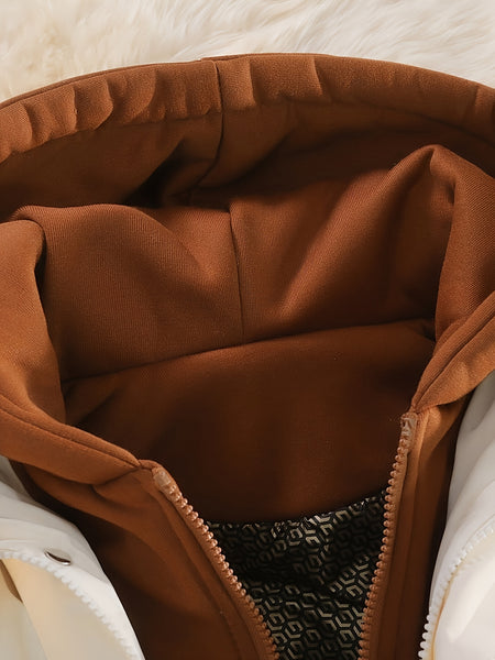 Autumn and Winter Outdoor Leisure Fashion Fake 2pcs Hooded Insulated Warmth Couple's Vest