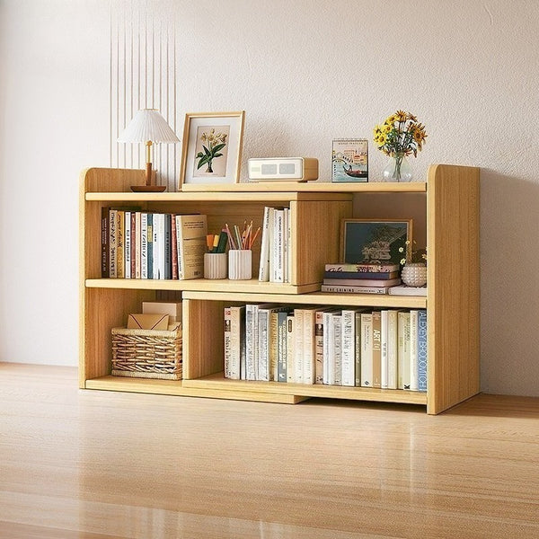 Expandable Desktop Bookcase, Freestanding Multi-layer Bookshelves, Adjustable Width Bookshelf Book Shelf Storage Unit, Multifunctional Storage Rack Book Shelf for Home Office Storage Organization