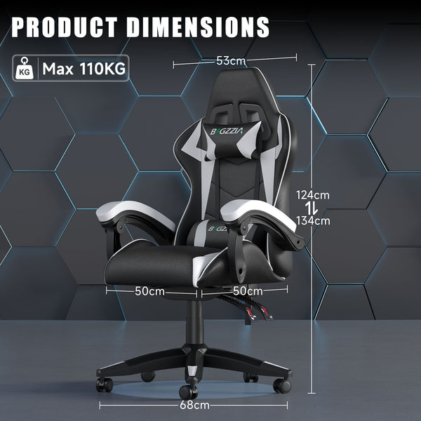 GartistGo Ergonomic Gaming Chair - Gamer Chairs with Lumbar Cushion + Headrest, Height-Adjustable Office & Computer Chair for Adults, Girls, Boys (Without footrest)