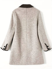 A Stylish And Casual Mid-Length Coat for Women, Featuring a Double-Breasted Design That Is Warm And Suitable for The Workplace