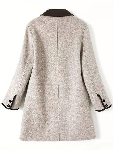 A Stylish And Casual Mid-Length Coat for Women, Featuring a Double-Breasted Design That Is Warm And Suitable for The Workplace