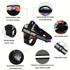 Basic Dog Harness for Emotional Support Dogs Non-Tension Reflective Adjustable Non-Choking Pet Vest Straps with Handles for Easy Walking And Training for Small Medium And Large Dogs