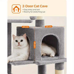 Multi-Level Cat Tree, Cat Tower Condo With 4 Scratching Posts, Hammock, Cave, Toys