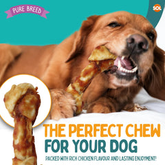 Pure Breed Large Collagen Dog Chewy Knots 4 Pack | Rawhide-Free Chicken Dog Treats | Long-Lasting Collagen Chews for Large Dogs | Healthy, Easy to Digest Holiday Pet Snacks | High-Protein Dog Gift