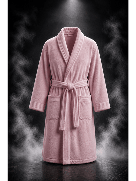 Unisex Terry Towelling Bathrobe with Shawl Collar, Soft Cotton Robe with Belt & Pockets, Comfortable Dressing Gown for Men & Women, S-XXL