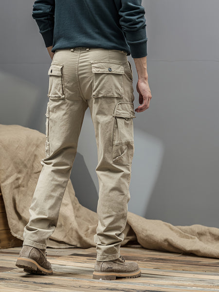 Men's Casual Cargo Pants, Multi-pocket, All-season American Street Style Loose Straight-leg Pants,  Blend, Machine Washable, Suitable for Casual Wear, Practical Workwear, Leisure Cargo Design, for Daily Outings and Travel