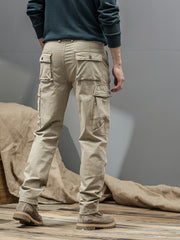 Men's Casual Cargo Pants, Multi-pocket, All-season American Street Style Loose Straight-leg Pants,  Blend, Machine Washable, Suitable for Casual Wear, Practical Workwear, Leisure Cargo Design, for Daily Outings and Travel