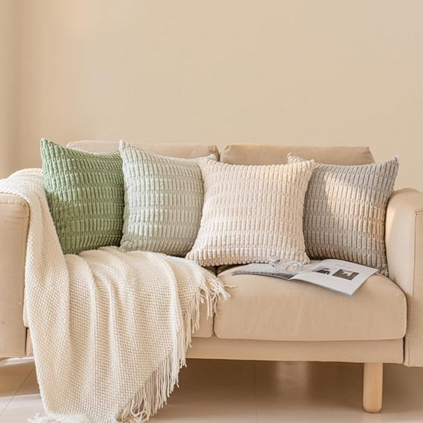Set of 2 Luxury Corduroy Throw Pillow with Pillow Inserts, 18