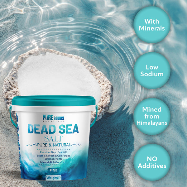 PSN Dead Sea Salt Fine in Bucket – Pure Natural Mineral-Rich Bath Salt for Relaxation, Foot Soaks, Stress Relief & Muscle Recovery – Premium Spa-Grade Salt