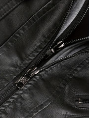 2907 Cross-Border New Double-Zipper Hooded Faux Leather Jacket Men'S Casual Fashion Motorcycle Jacket Men'S Korean Version Trendy Solid Color Coat Men
