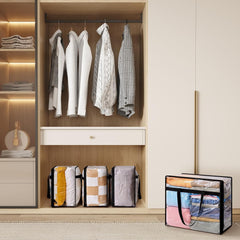 Lifewit 4 Pack Clear Plastic Storage Bags, 40L Foldable Clothes Storage Boxes Wardrobe Organizer Moving Bags with Reinforced Handle for Loft Wardrobe for Bedding Clothes Blanket Duvet