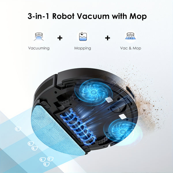 Lubluelu SL60 MAX Robot Vacuum Features a 2.5L Self-Emptying Station, Providing 60 Days of Hands-Free Cleaning. It Boasts a Powerful 4500 Pa Suction, Functions As Both a Vacuum Cleaner And Mop, Includes 24 No-Go Zones