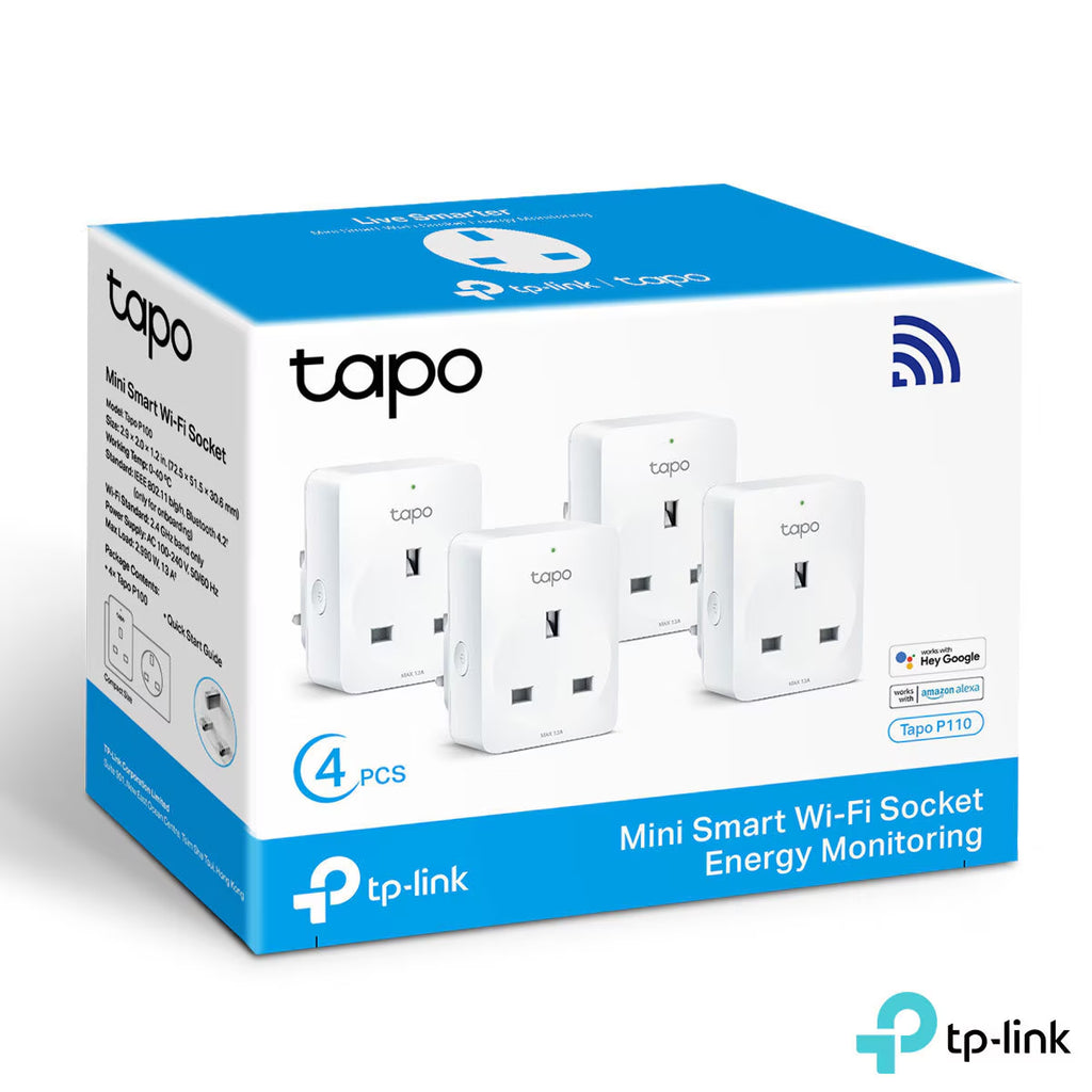 Tp-Link Tapo P110 Mini Smart Wi-Fi Socket with Energy Monitoring - 4 Pack