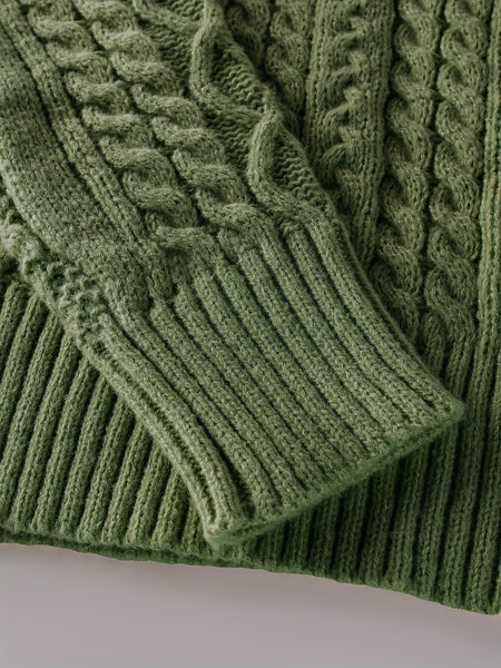 2025 Winter American Stand-Up Collar Half-Zip Knit Aran Sweater Mr. Pony Knitwear Pullover Card