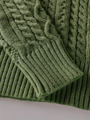 2025 Winter American Stand-Up Collar Half-Zip Knit Aran Sweater Mr. Pony Knitwear Pullover Card
