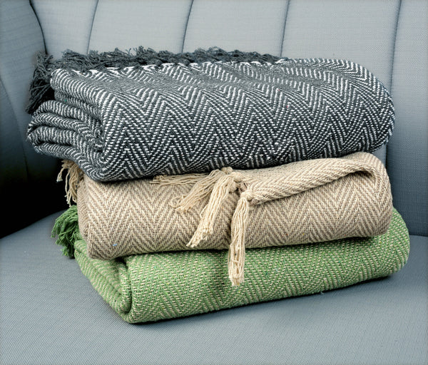 Cotton Herringbone Sofa Throw Blanket 260x260cm (perfect for KING sized bed) – Soft, Cozy & Warm Bed or Sofa Blanket, 13 Colours, Machine Washable, Hypoallergenic, Perfect Gift for Home or Travel