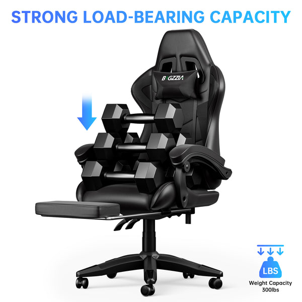 GartistGo Gaming Chair With footrest,Computer Chairs with Lumbar Cushion + Headrest, Height-Adjustable Office Chair for Adults, Girls, Boys