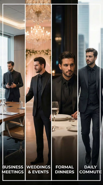 Men'S Suit 3pcs Set Formal Attire Blazer Trousers Vest Wedding Outfit Important Occasion Dress