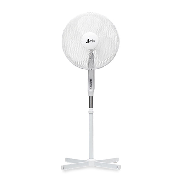 JriA 16” Inch Oscillating Pedestal Air Cooling Electric Fan 90°Oscillation 3 Speed Control Adjustable Extendable Stand Hot Summer Air Cooling Electric Portable Stand Fan (16 Inch Without Remote, White)
