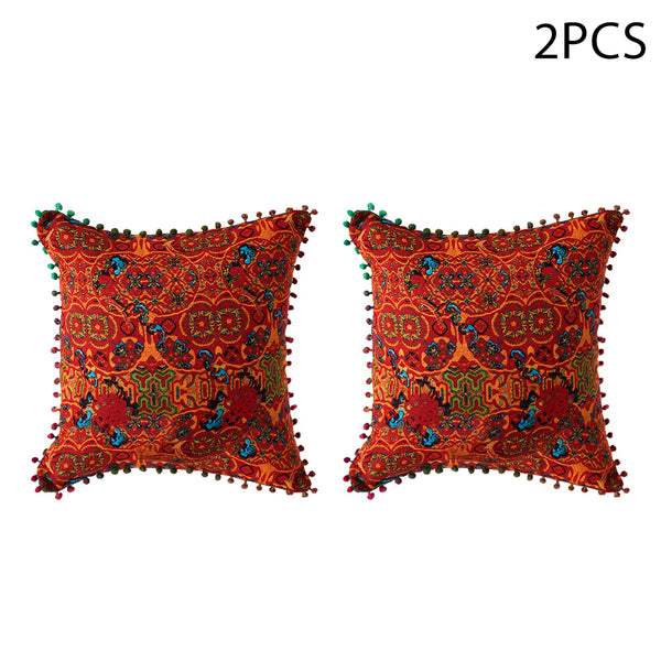 18x18 Inch Reversible Turkish Pattern Pillows (Set of 2 with Inserts) - Romantic Turkey Boho Floral Double Sided Design, Premium Polyester Cover & Fill, Decorative Accent Pillows for Sofa, Chair, Bedroom