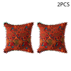 18x18 Inch Reversible Turkish Pattern Pillows (Set of 2 with Inserts) - Romantic Turkey Boho Floral Double Sided Design, Premium Polyester Cover & Fill, Decorative Accent Pillows for Sofa, Chair, Bedroom