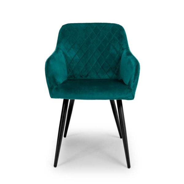 Marina Green Velvet Quilted Dining Chair, 2 Pack