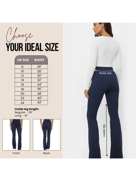 Ladies Flared Trousers Stretch Fit Comfort Fit High-Waisted Flared Pants Suitable For Nurses, Carers, Teachers, School Uniform, Yoga, Travel, Casual, Office Wear