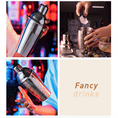 Mixology Bartender Kit Stainless Steel Cocktail Shaker Set with Wooden Stand, Bartender Kit 10 Pieces Bar Accessories for Home Bar Tools with a 25 oz Drink Shaker, Drink Mixer Plus Recipes