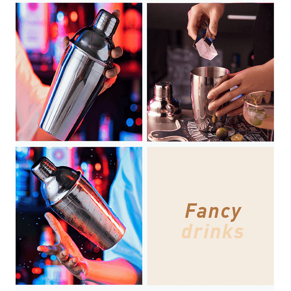 Mixology Bartender Kit Stainless Steel Cocktail Shaker Set with Wooden Stand, Bartender Kit 10 Pieces Bar Accessories for Home Bar Tools with a 25 oz Drink Shaker, Drink Mixer Plus Recipes