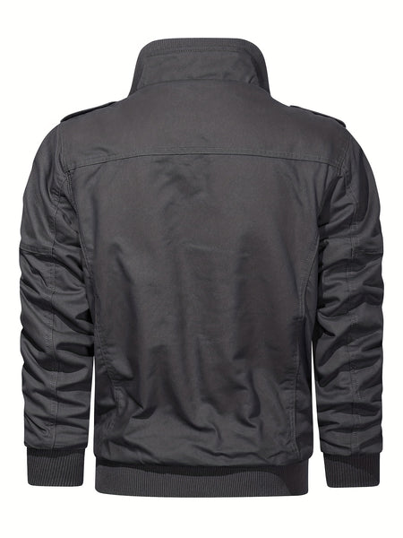 Men's autumn and winter outerwear jacket with warm and thick velvet, windproof and warm, casual multi pocket jacket for winter