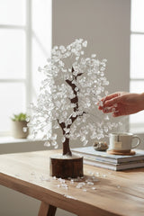 Clear Quartz Crystal Tree – Natural Healing Crystal Decor for Home Office Desk, Spiritual Feng Shui Ornament, Positive Energy Crystal Gift for Women Men, Meditation Reiki Decor, Living Room Ornament, Gift Box Included with Mini Crystal Guide