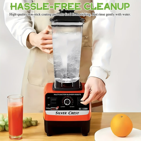 Heavy-Duty 15-Speed High-Power Blender Set with 2L+600ml Large Capacity, 6-Blade Motor & Automatic Juicer/Slushy Machine - Multifunctional Food Processor for Smoothies, Food, Ice Crushing, Shakes, Purees - Plug (220-240V)