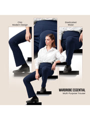 Ladies Flared Trousers Stretch Fit Comfort Fit High-Waisted Flared Pants Suitable For Nurses, Carers, Teachers, School Uniform, Yoga, Travel, Casual, Office Wear