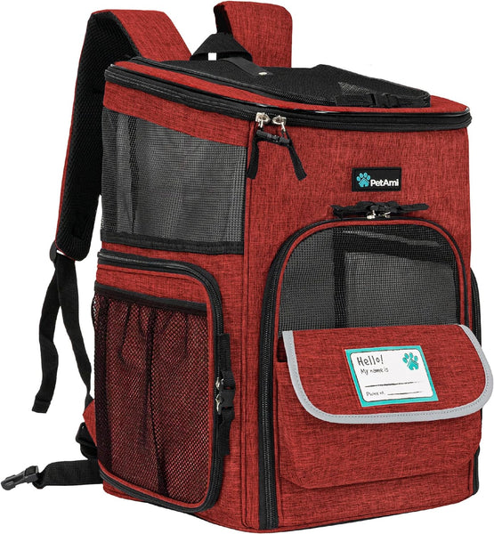Petami Dog Backpack Carrier for Small Large Cat, Pet, Puppies, Ventilated Pet Hiking Backpack Travel Bag, Airline Approved Cat Backpack Carrier, Safety Back Support, Camping Biking Dog Bag, Charcoal